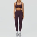 Ensemble de yoga prune pour femme avec legging taille haute et brassière - S / Haut Et Bas / Violet Prune