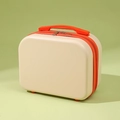 14-inch beige hardshell small carry-on makeup suitcase with orange handles - 14" / Beige Orange