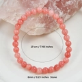 Bracciale elastico con perline di rodocrosite rosa da 6mm e circonferenza di 19cm - 6mm