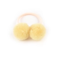 Cute yellow faux fur pompom hair ties with pink elastic bands for girls' hairstyles - Yellow