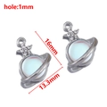 Silver planet and star charm pendant with cat eye stone for DIY jewelry making - Small Earth Planet (13.3x16mm) / Silver AB