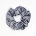 Elegant silver grey satin scrunchie with glossy finish and elastic hair tie design - Large / Silver Gray