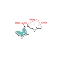 Sky blue enamel butterfly pendant with dimensions 15x13mm in stainless steel - Butterfly (Single Loop) / 13*15mm (Hole: 1.2mm) (ai-5 Pieces/Pack) / Steel Blue