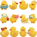 Set mit 12 süßen gelben Enten-Stickereien für Kinderbekleidung Dekoration - Cartoon Gelbe Ente Stil Kombination