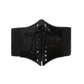 Cintura a corsetto elastica nera da donna con effetto lucido e lacci frontali - Nero