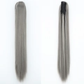 Gray long straight ponytail hair extension with a secure claw clip attachment - 171-Silver Grey