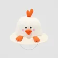 Gedetailleerde close-up van een crème katoenen zonnehoed met 3D-eendontwerp voor peuters - Broken Wit / 50cm (1-3 Jaar)