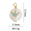 Baroque pearl pendant with turquoise crown detail showing 17.7mm by 11.5mm dimensions - DZ-1398 Turquoise Crown