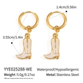 Detail of waterproof stainless steel earrings with white enamel cowboy boot charms - White Boot Style (YYE025288-WE)