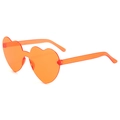 Transparent orange heart-shaped rimless sunglasses with integrated nose pads for women and men - Orange Red