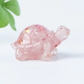 Pink crystal turtle figurine with sparkling sequins for tabletop decoration - 41 Rose Quartz + Sequins