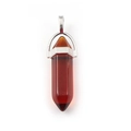Polished reddish-brown carnelian hexagonal prism pendant with silver clasp - Reddish Brown