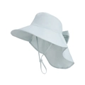 Light blue wide brim sun hat with neck flap and ponytail hole for outdoor protection - Light Green