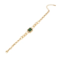Golden emerald square gemstone bracelet with white zircon surround on a white background - Green Square Gemstone Style (2# Square)