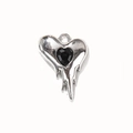 Melting heart alloy pendant with black glass rhinestone in a sleek silver finish - Black (Silver Stem)