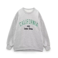 Sweat-shirt gris avec broderie California 1993 verte et col rond classique - S / Hauts