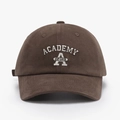 Deep brown cotton baseball cap featuring white 3D Academy letter embroidery and stitching - One Size / Coffee