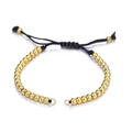 Adjustable black cord bracelet with polished gold beads and flat knot sliding closure - Bracelet: 9