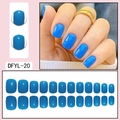 Macro detail of bright blue short square press-on nails set with 24 gloss pieces - Bright Blue (DFYL-20)