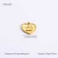 Golden 18k plated stainless steel heart pendant with embossed angel and waterproof finish - PJ91087 Angel Heart