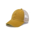 Ginger yellow washed cotton trucker cap with white mesh back and curved brim - Adult 56-60cm / Ginger-Khaki Mesh
