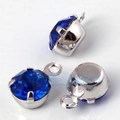 DIY jewelry charm with dark blue faceted zircon and silver-plated metal claw base - 1 Piece / Silver Plated with Zirconia Blue