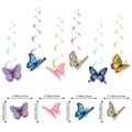 Colorful butterfly party banners and spiral hanging swirls with size dimensions - Butterfly Spiral Hanging Decor