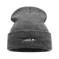 Gorro de punto gris oscuro con bordado de tiburón detallado y dobladillo clásico - Talla única / Gris oscuro