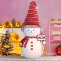 Extra large 205cm Christmas snowman with WELCOME sign and red striped hat - Earmuff Snowman - 145 (Height 205cm)