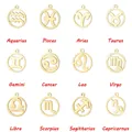 Set de 12 colgantes de signos del zodiaco calados en acero inoxidable pulido dorado - Estilo Hueco - Acuario / Dorado