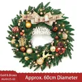 Goldener Weihnachtskranz 60cm mit LED-Lichtern, Hirsch-Anhängern und Tannenzapfen-Deko - 50cm Goldkaffee