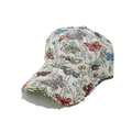Détail de la casquette jacquard avec broderie papillon et bordure effilochée décorative - M (56-58cm) / Papillon Rétro Gris