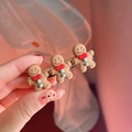 Simpatica clip per capelli con omino di pan di zenzero in resina marrone e base dorata - Stile B 3 Omini di Pan di Zenzero
