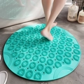 Cyan TPE round non-slip shower mat with massage points and drainage holes for bathroom - Green