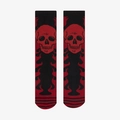 Gothic skull and fire flame pattern jacquard cotton crew socks in black and red style - One Size / Flame Skull / Black/Red