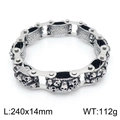 Retro punk skull embossed steel link bracelet with 240mm length and 112g heavy weight - Mechanical Dense Skull Style (KB150326-KJX)