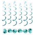 Teal metallic spiral PVC hanging decorations for festive party ceiling ornaments - Single Spiral/Pack of 6 / Glossy Lake Blue