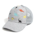 Cappellino grigio chiaro per bambini con stampa dinosauro e rete traspirante posteriore - Dinosauro Grigio Stile 1