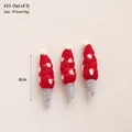 Set of 3 handmade red felt mushroom Christmas tree hanging decorations 8x3cm - No.23 Pack of 3-Red Dot Accessories