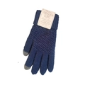Dark blue knitted touchscreen gloves with fleece lining and smart fingertips - One Size / Navy Blue