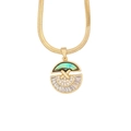 Macro shot of gold butterfly necklace pendant with abalone shell and cubic zirconia stones - Round Zirconia Abalone Style (1#)