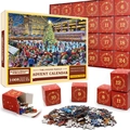 Calendrier de l'Avent puzzle de Noël avec 1008 pièces et 24 boîtes rouges numérotées - Style sd19 (70x50cm)