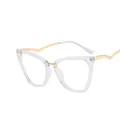 Gafas de ojo de gato transparentes con patillas metálicas doradas y filtro de luz azul - Lentes Transparentes / Blanco Claro