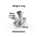 Silberner Edelstahl-Ring mit Bambusknoten, 25mm Oberflächendurchmesser und 3mm Breite - US 6 / Wellenbreiter-Stil / Silber