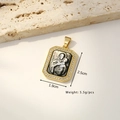 Gold plated Virgin Mary shell pendant with zircon frame 2.5cm x 1.9cm rectangular style - Rectangular Octagonal Madonna and Child (Black Carved Shell)