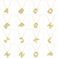 Collares con colgante de letra globo en oro pulido con letras 3D infladas de la A a la P en rejilla - Letra C / Dorado