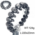 Pulsera calavera vintage en acero de titanio plata antigua para hombre con peso de 124g - Pulsera de Calavera Negra Retro (22 cm)