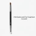 Detailed view of T301 dual-head concealer brush with silver ferrule and black handle - Wood Handle T301 Dual-ended Brush