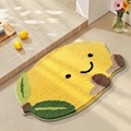 Semi-circular lemon fruit bath mat in yellow tufted fabric for bathroom floor - Cute Lemon