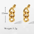 Gold oversized triple-link chain earrings for women with 22mm length and 5.2g weight - Style 5-Simple Link